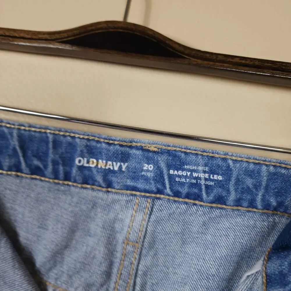 Old Navy High-Waisted Baggy Ripped Wide-Leg Jeans for Girls Size 20